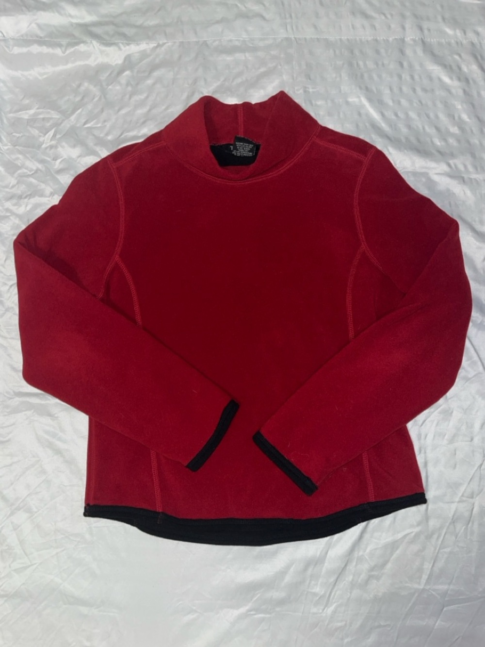 90s Red Fleece Crewneck Pullover with Black Trim
